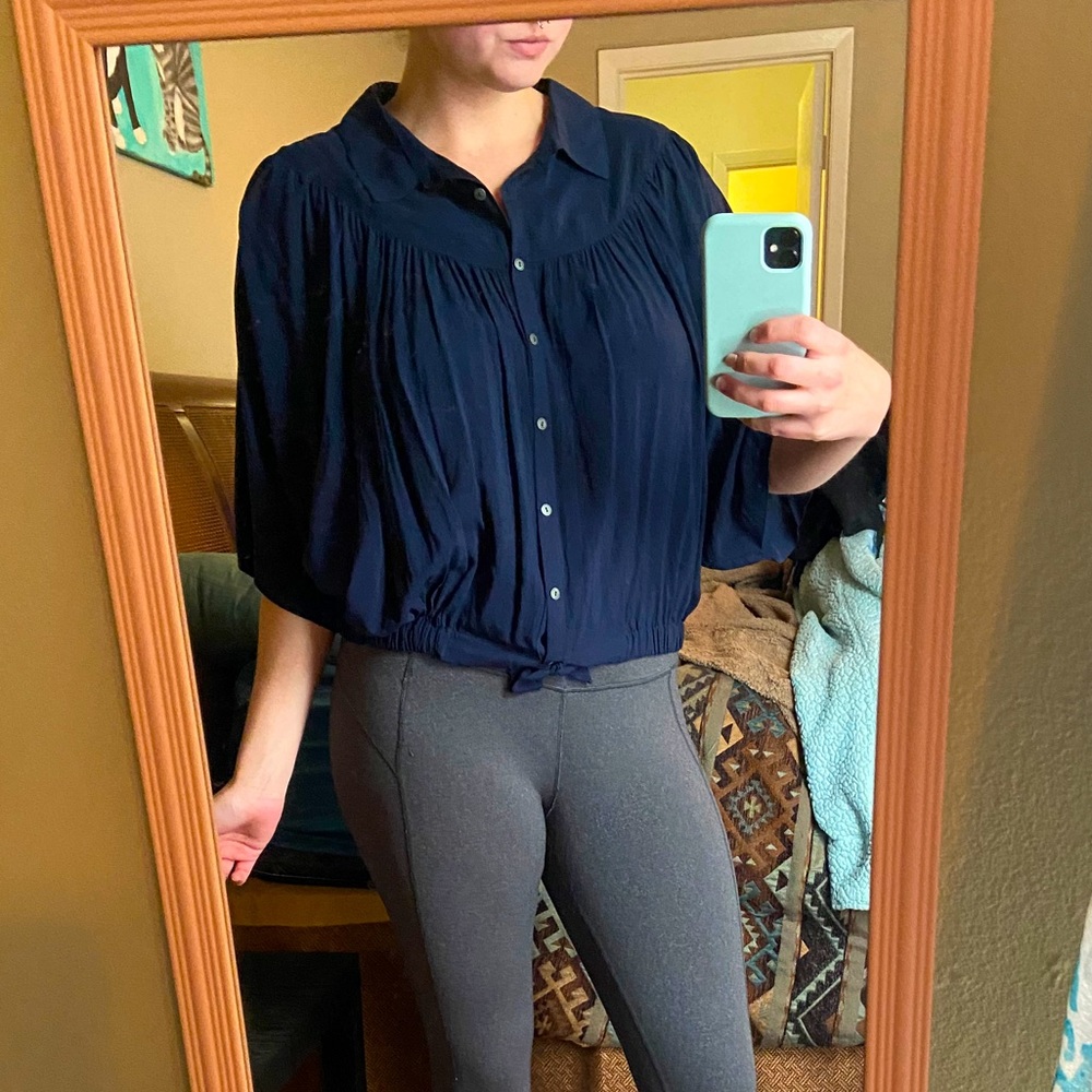 Navy button-up Free People blouse